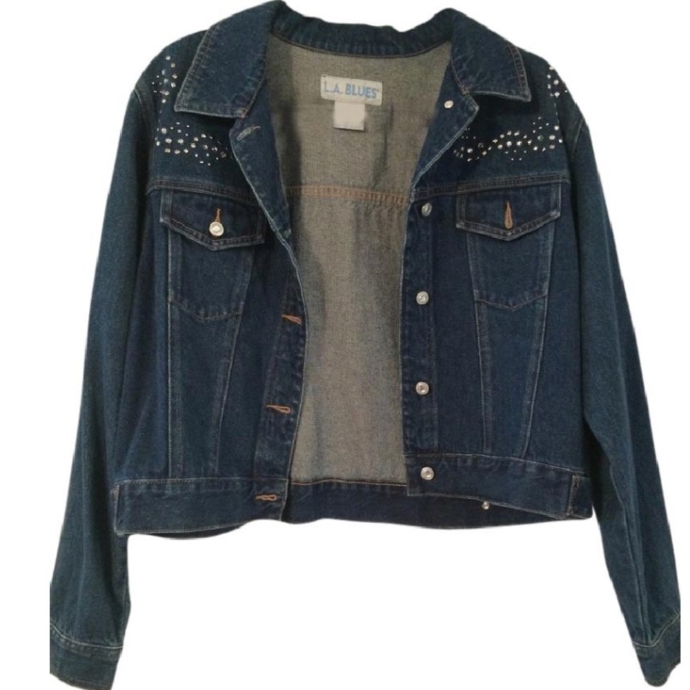 🔥💙L.A. BLUES: Blinged Out Denim Jacket - Size XL